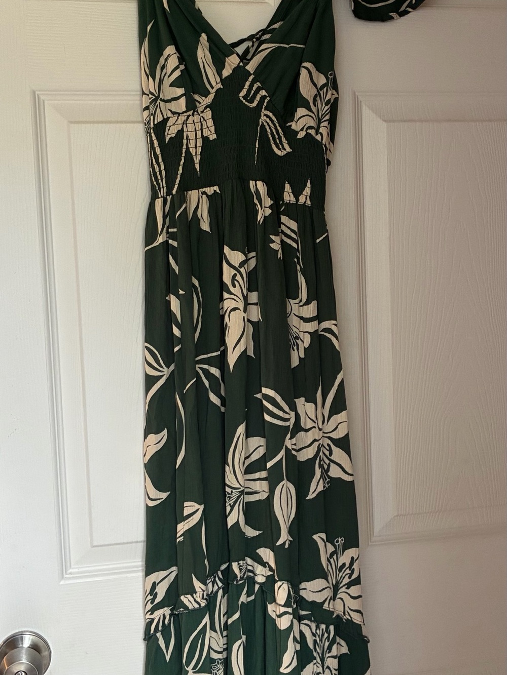 Angie Green Maxi Dress with Cream Floral Print